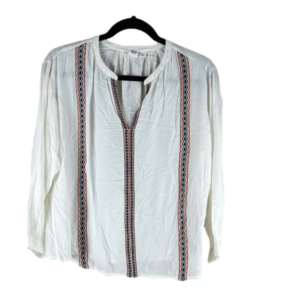 Gap White Cotton  Long Sleeve Blouse